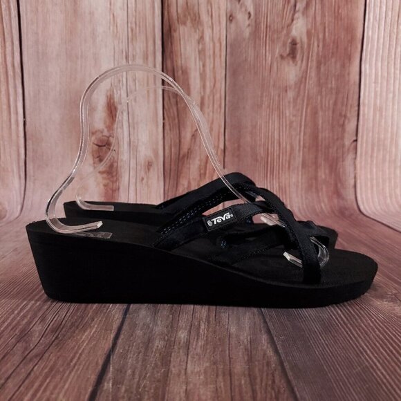 Teva Womens Sz 10 Black Mush Mandalyn Wedge Ola 2 Sandals Slip On Slides 1000099 - Picture 3 of 14